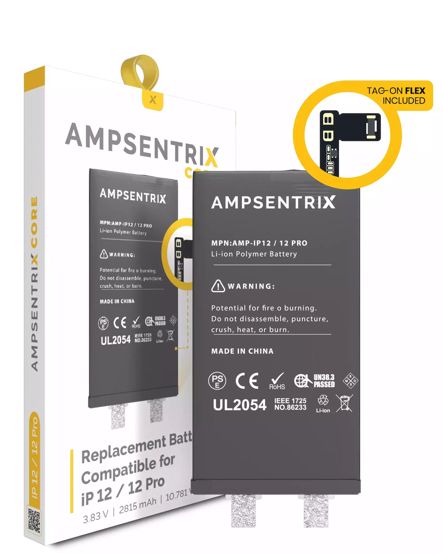 Batería AmpSentrix Core Tag-On Flex iPhone 12/12 Pro