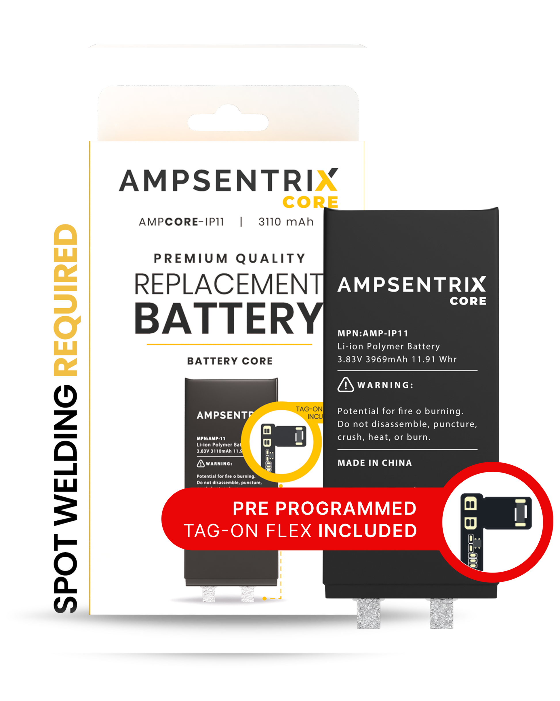 Batería AmpSentrix Core Tag-on Flex iPhone 11 – Supratecmx