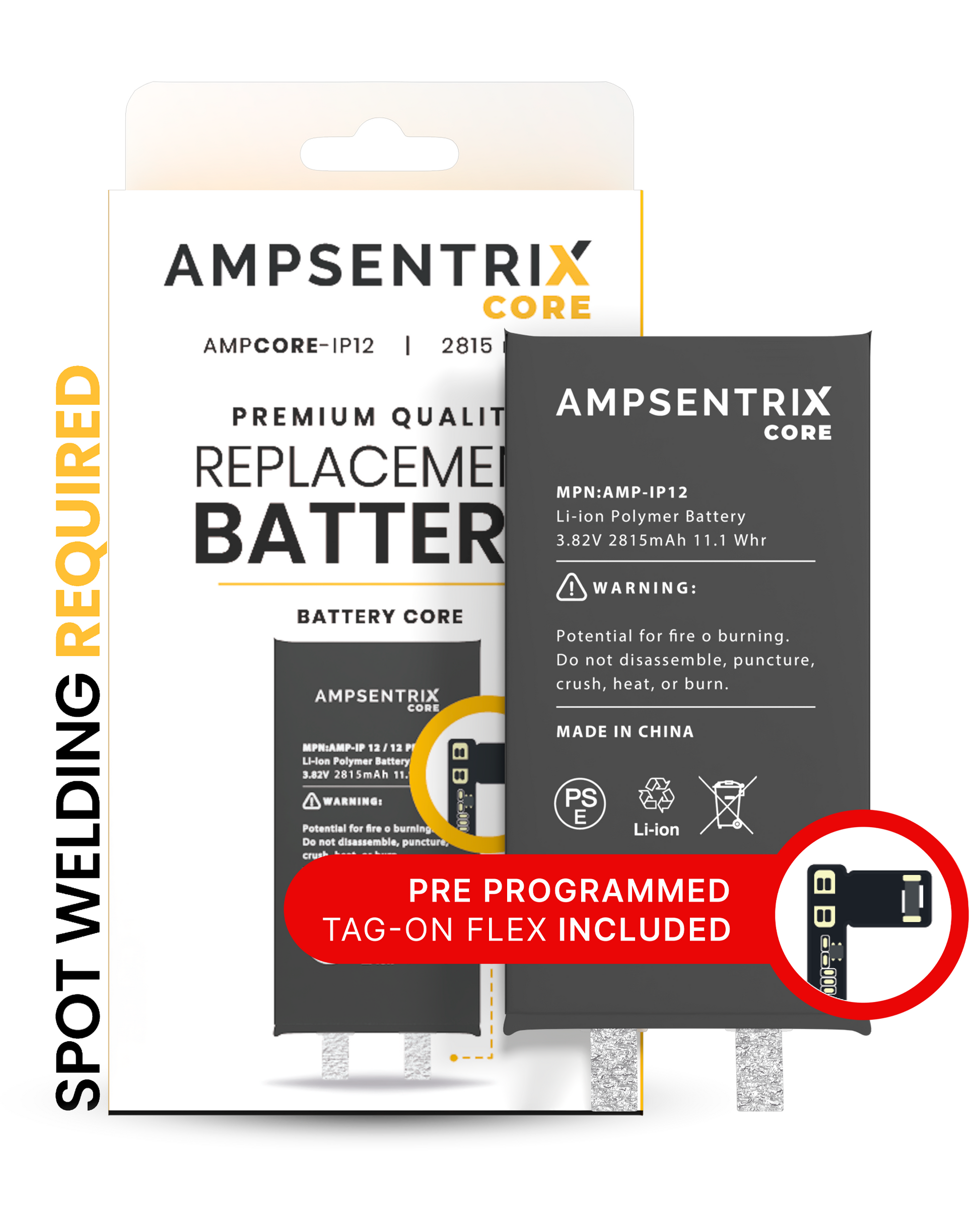 Batería AmpSentrix Core Tag-On Flex iPhone 12/12 Pro – Supratecmx