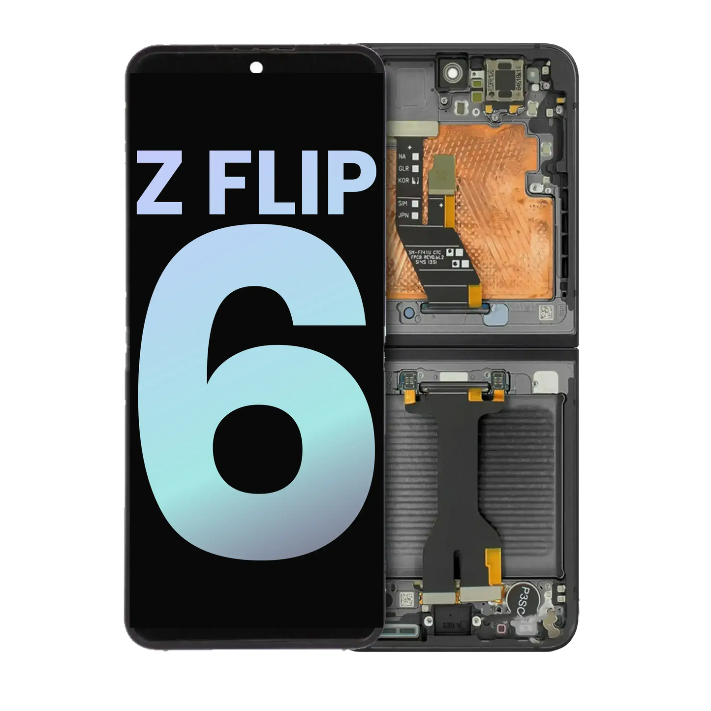 Pantalla Samsung Z flip 6 Interna Oled Con Marco Negro (Service Pack Original)