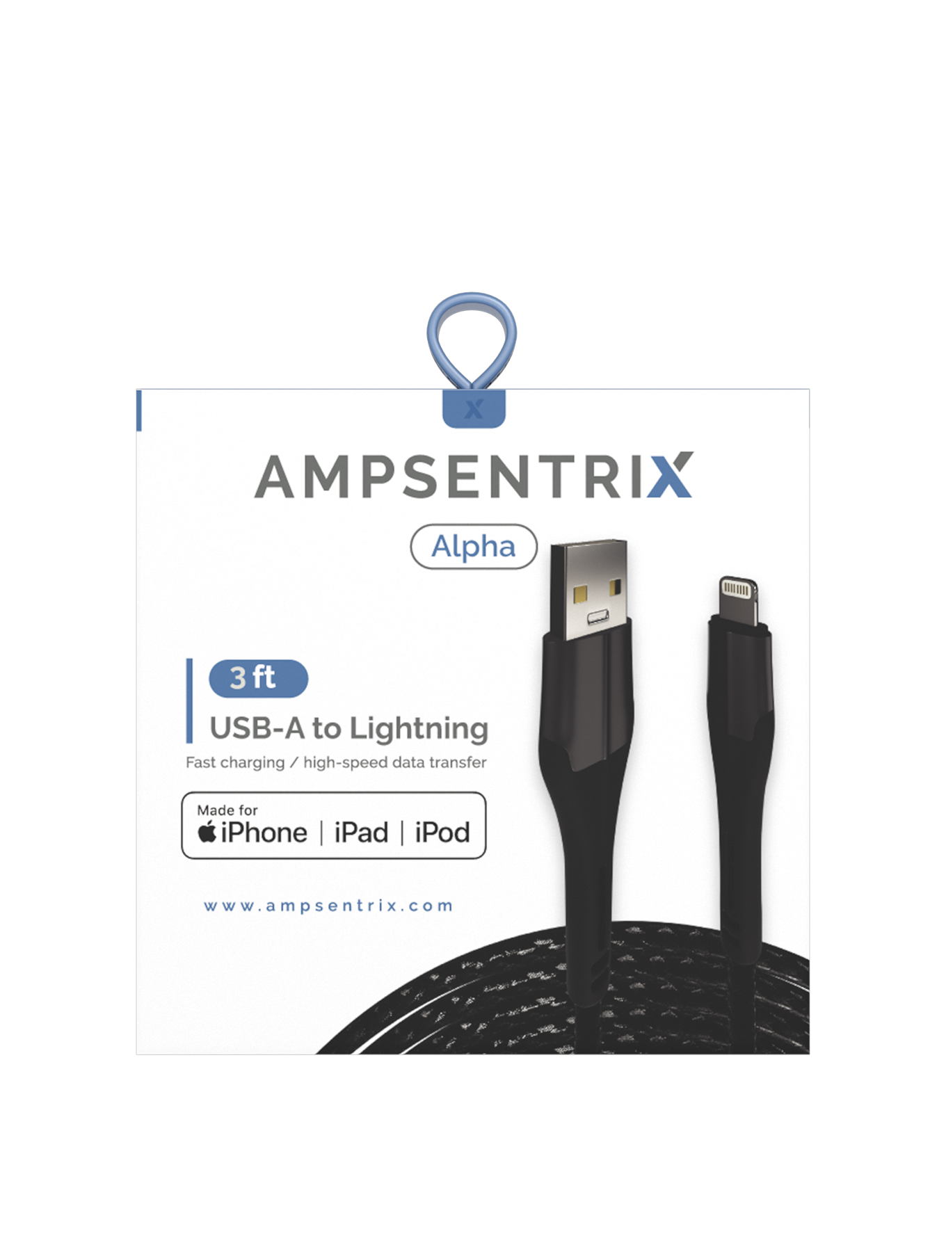 Cable AmpSentrix MFI Lightning a USB Tipo A 3'