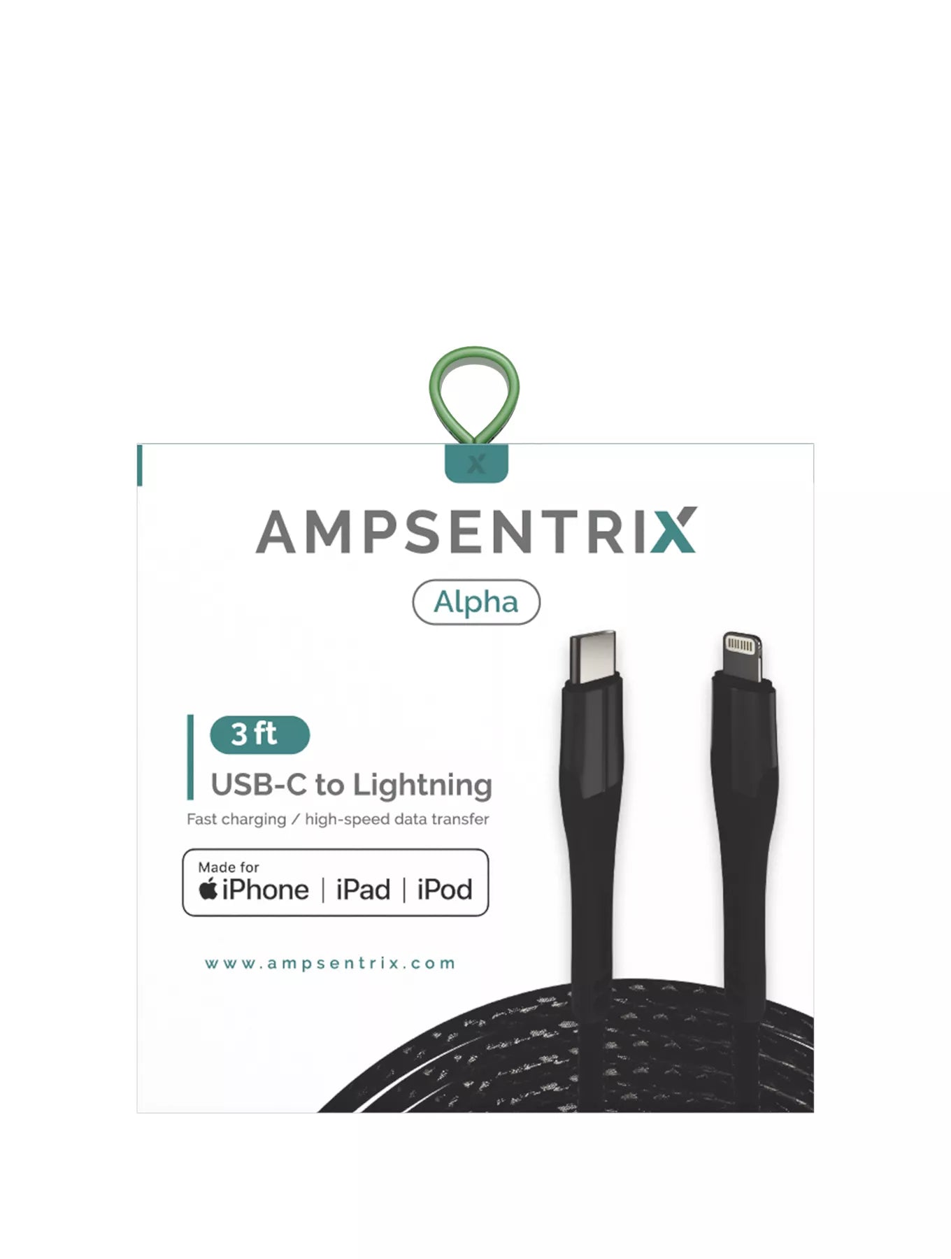 Cable AmpSentrix MFI Lightning a USB Tipo C 3'