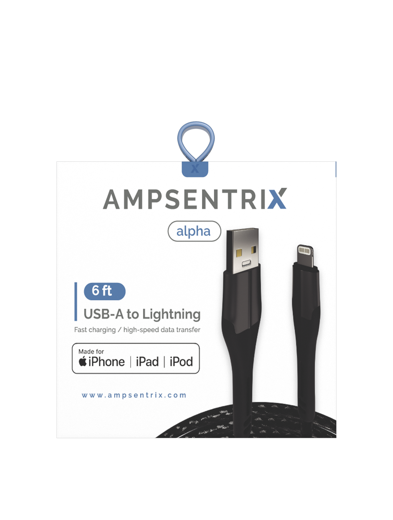 Cable AmpSentrix MFI Lightning a USB Tipo A 6'