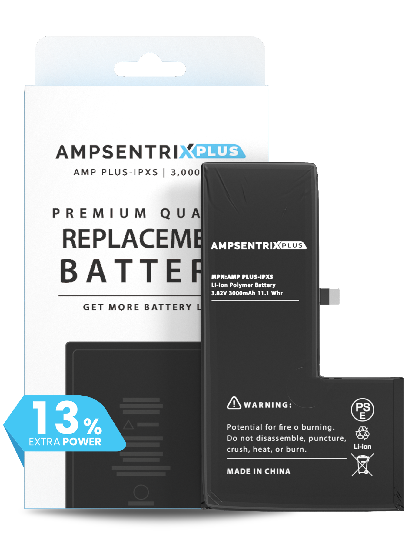 Batería AmpSentrix Cap. Extendida iPhone XS